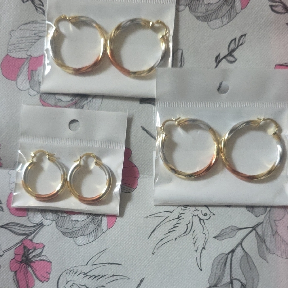 Gold and Silver Hoop Earrings Set